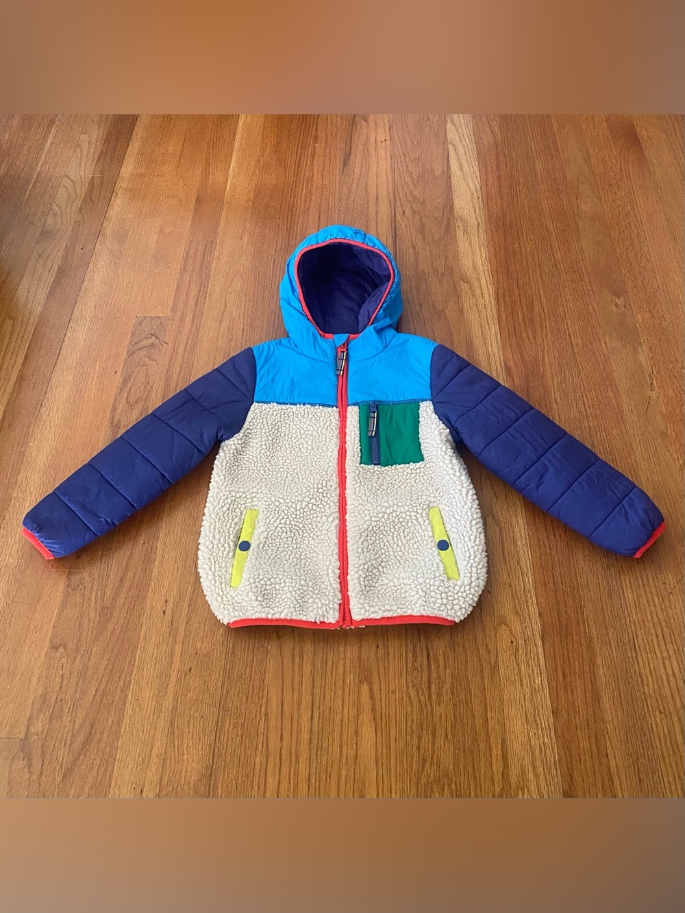 Boden Kids Colorblock Sherpa Jacket
